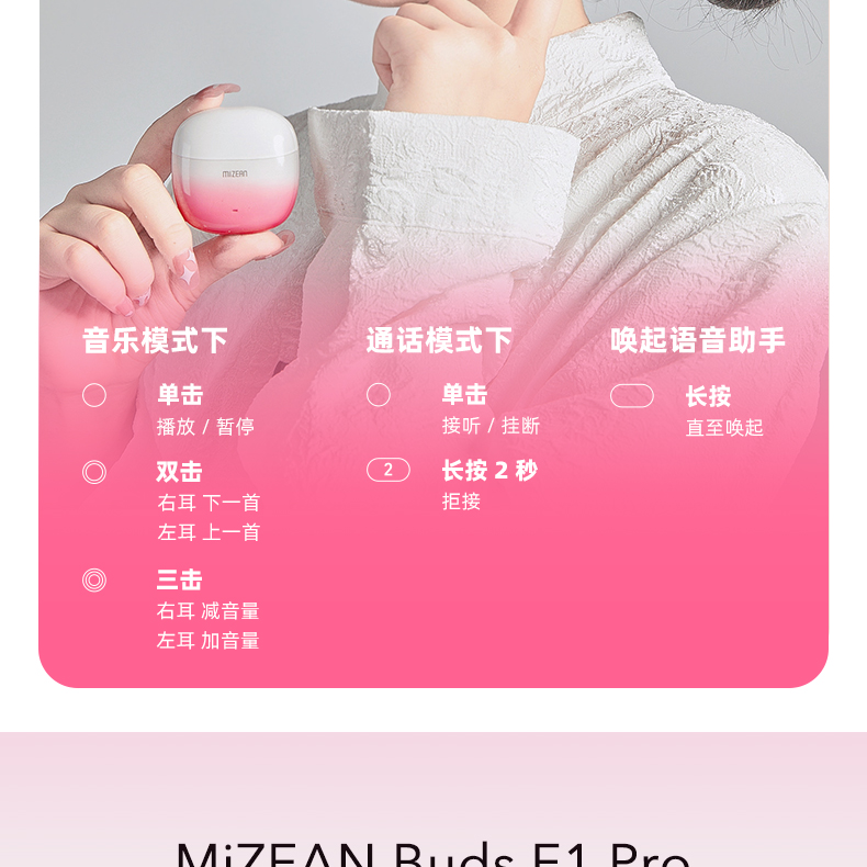 觅赞/MiZEAN耳机 MiZEAN/觅赞 无线耳机 E1/E1 Pro  觅赞 mizean TWS耳机 蓝牙耳机 第26张